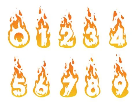 Burning numbers illustration Stock Illustration