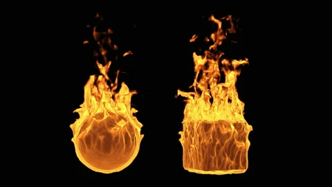 Burning objects cube and ball blaze in flames. Stock Footage 155141776
