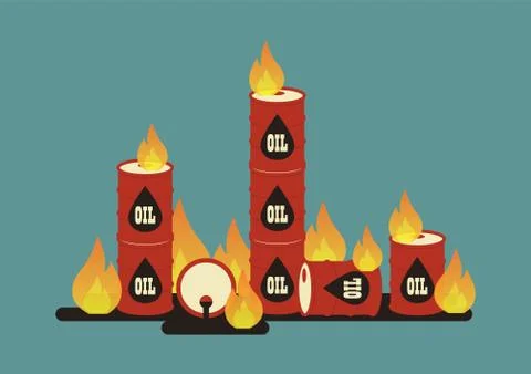 Burning oil barrel Stock Illustration