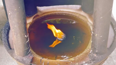 Burning Oil Lamp, Dancing Flames Stock Footage 314946805