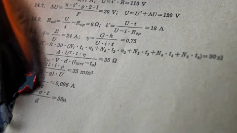Burning Old Sheet of Paper with Mathematical Formulas and Equations Video stock 142697858