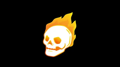 The Burning Orange Fire Skull Stock Footage 251853315