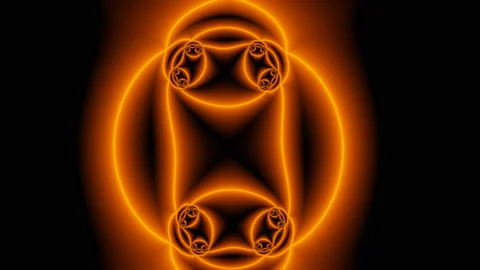 Burning Orange Lines Merging Around Central Mask Area Video stock 143890074