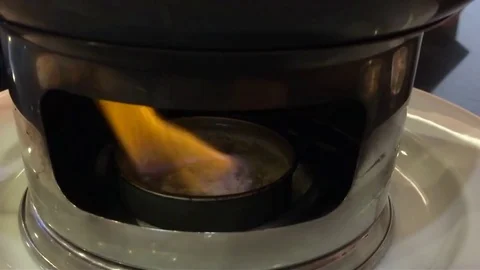 Burning Out Flame Under Stainless Steel Food Pot at the Restaurant Stock Footage 84961106