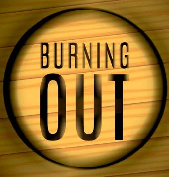 Burning out Text on a wood in the ring Stock Illustration