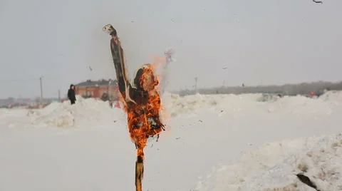 Burning Pancake doll Stock Footage 40737852