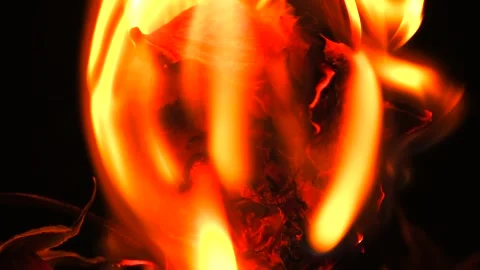 Burning paper ball on black background Video stock 310521589