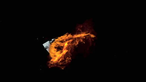 Burning paper with dark background, 3d rendering. 動画素材 138605630