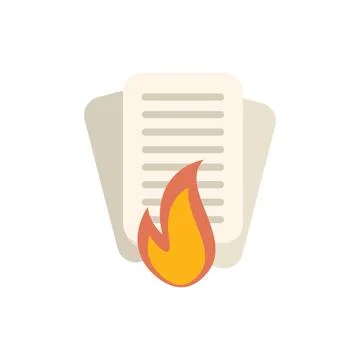 Burning paper document with flames symbolizing destruction Stock Illustration