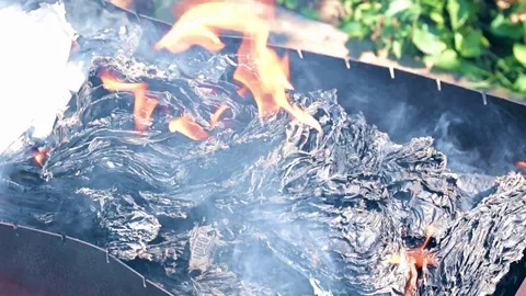 Burning paper documents Stock Footage 114628339