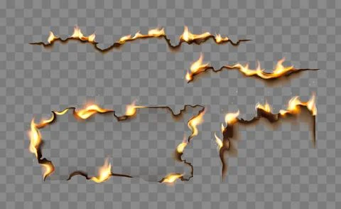 Burning paper edge frames set Illustrazione stock