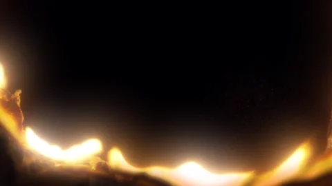 Burning Paper Edge Transition with Fire on Black Background Stock Footage 331952503