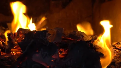Burning paper files and bills Stock Footage 103296589