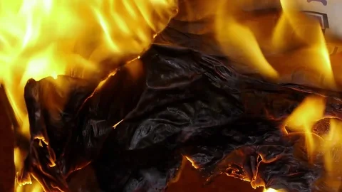 Burning Paper Stock Footage 75395120