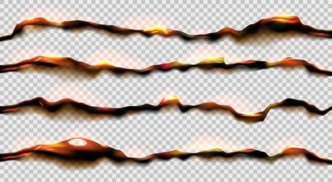 Burning paper frame, hot fire. Smouldering parchment edges, uneven black broken 스톡 일러스트