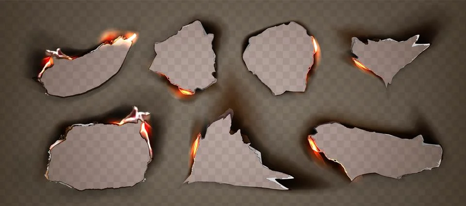 Burning paper frame pieces set Stock Illustration