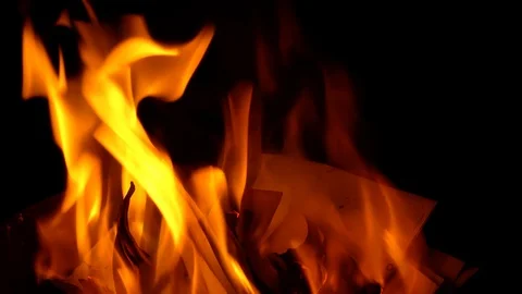 Burning paper - Isolated on black background Stock Footage 126940450