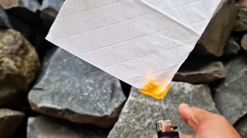 Burning Paper Texture Close-Up Charred Cardboard Fire Smoke &amp; Recycled Stock Footage 333579027