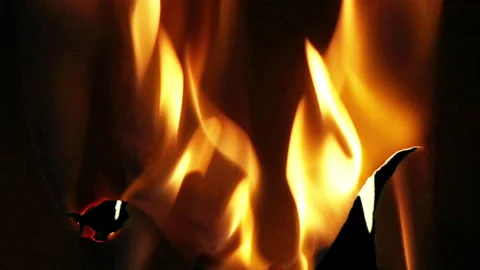 Burning Paper Transition Effect with Fire and Smoke in 4K Stock Footage 309303105