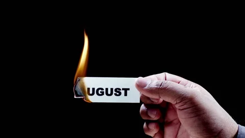 Burning Paper Writing August on it Stock Footage 248687279
