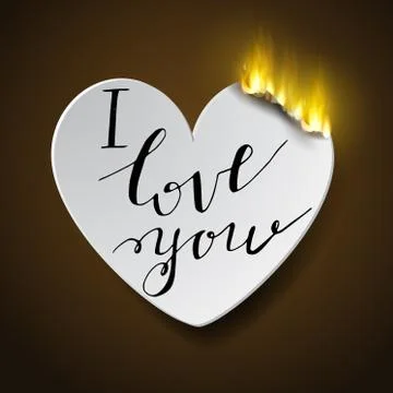 Burning paperc heart Stock Illustration