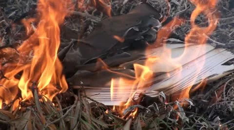 Burning Papers (1) Stock Footage
