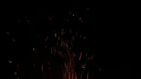 Burning particles move randomly fire Stock Footage 129135344