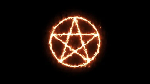 Burning Pentacle symbol in a circle. 4K motion animation. Stock Footage 282344116