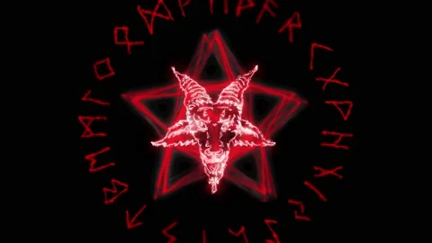 Burning Pentacle symbol in a circle. Fire animation pentagram symbol talisman Stock-Footage 152983927