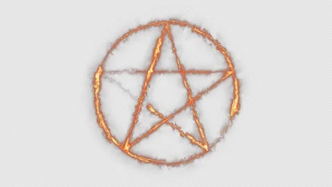 Burning Pentagram Symbol on Alpha Stock Footage 142826072