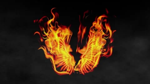 Burning Phoenix Wings Flaring up Stock Footage 311388376