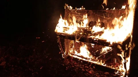 Burning piano Stock Footage 59937277