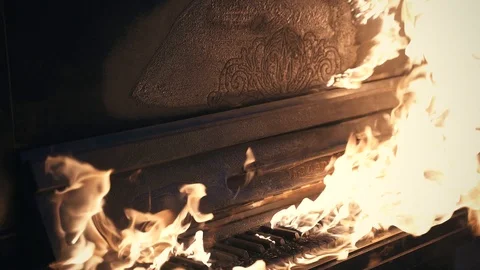 Burning piano Stock Footage 128967681