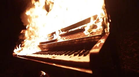 Burning piano slowmotion 720 Stock Footage 59937268