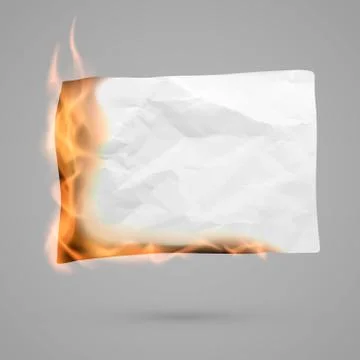 Burning piece of paper with copy space. crumpled paper blank. Crumpled paper  Stock Illustration