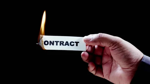 Burning a piece of paper with with word Contract Stock Footage 248692878