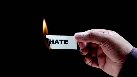 Burning a piece of paper with with word Hate Stock Footage 248697696