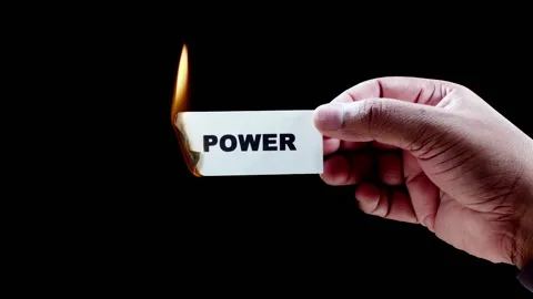 Burning a piece of paper with with word Power Stock Footage 248690258