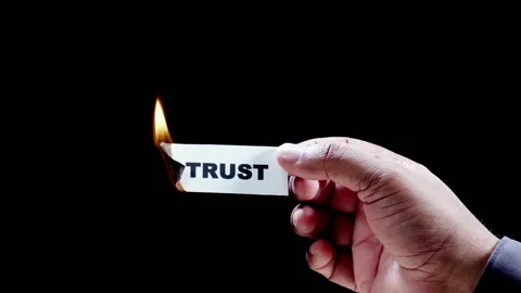 Burning a piece of paper with with word Trust Stock Footage 248698141