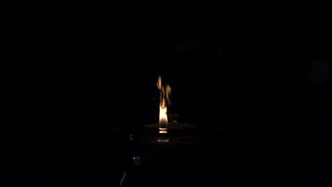 Burning pine needle resin in candle flame slow motion Stock Footage 229876658