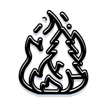 Burning pine tree line art concept icon 스톡 일러스트