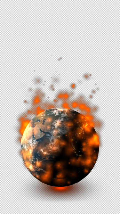 Burning Planet Earth, Alpha Channel Stock Footage 269701004