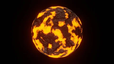 Burning Planet or Hot World Rotate Motion Background on Center Frame Stock Footage 129488903