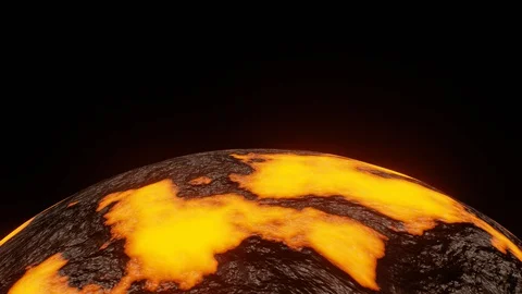 Burning Planet or Hot World Rotate Motion Background on Half Frame Stock Footage 129490723