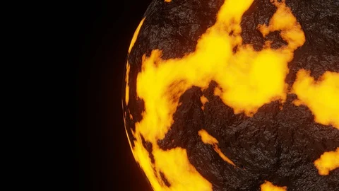 Burning Planet or Hot World Rotate Motion Background on Right Frame Stock Footage 129587911