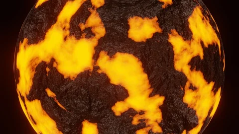 Burning Planet or Hot World Rotate Motion Background in Close Up View Stock Footage 129588418