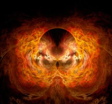 Burning plasma flows in a dark space. Illustrazione stock