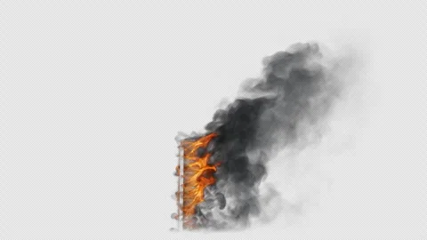 Burning Post with Fire &amp; Smoke - Transparent Background Seamless Loop 4K 24p Stock Footage 343795937