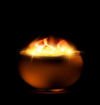 Burning pot of gold Stock Illustration