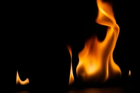 Burning power of the flame, Flames, and burning sparks close-up, fire patte.. Stock Photos
